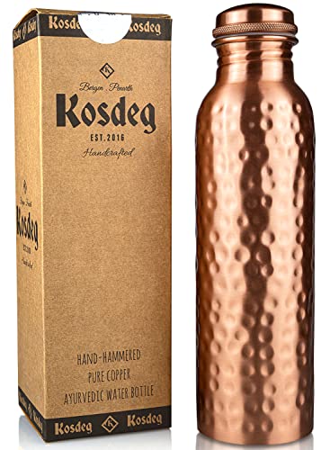 Kosdeg Copper Water Bottle - 34 Oz Extra Large